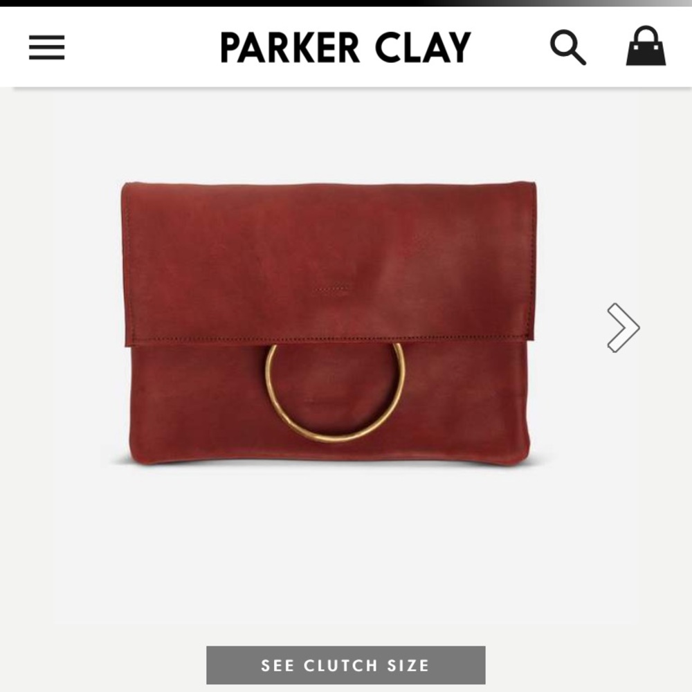 New in dust bag Parker Clay Nyala Leather clutch